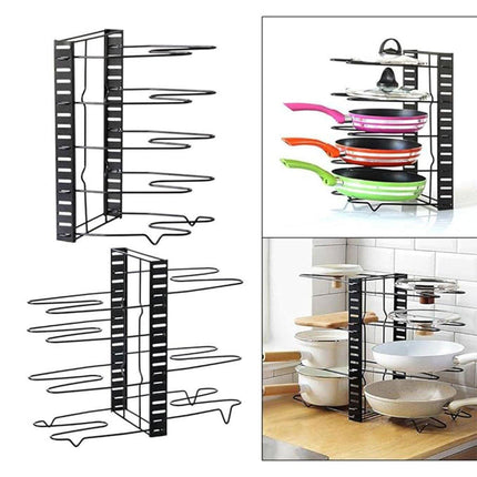 Multi-Layer Vertical Pot Lid Storage Rack Folding Kitchen Countertop Organizer