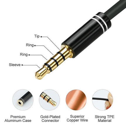 3.5mm AUX Cable Mic Audio Splitter Extension Headphone Adapter Male to Female - Aimall