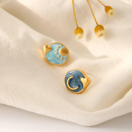 Vintage Sun Moon Heart Earrings Bohemian Style Jewelry for Women Trendy Fashion