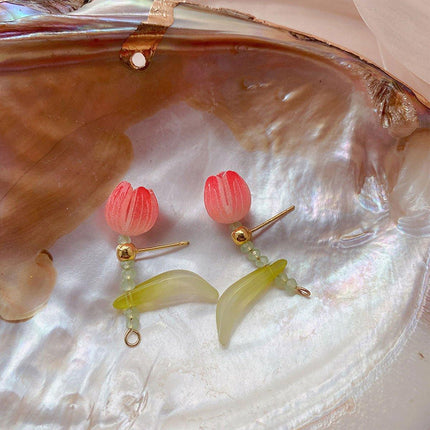 Delicate Small Tulip Earrings Women Gold Plated Stud Fashion Jewellery Gift
