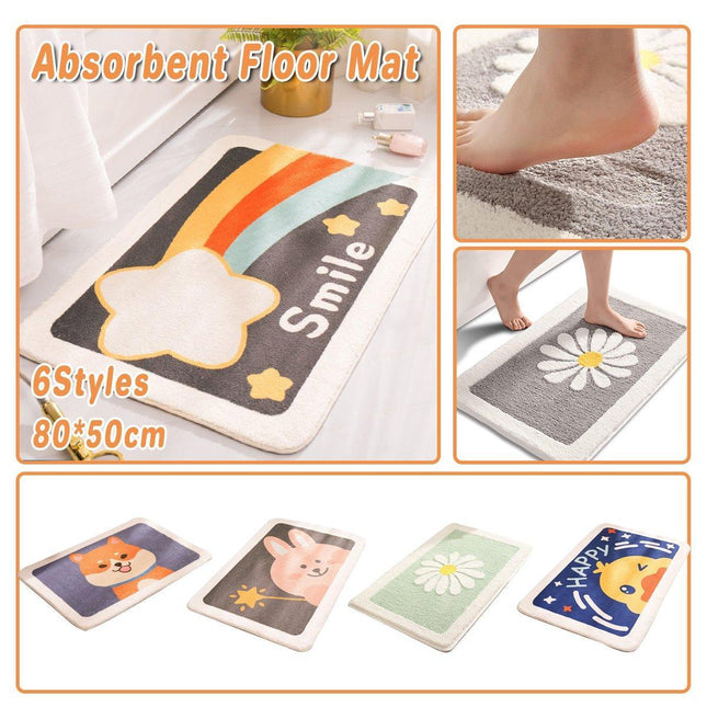 Non Slip Faux Cashmere Bath Mat Water Absorbent Floor Rug for Bathroom Doorway