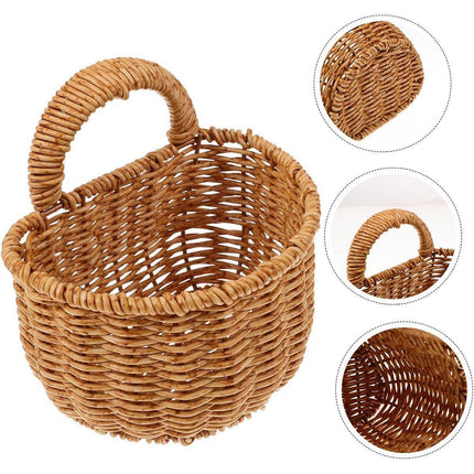 Imitation Rattan Woven Storage Basket Shelf Organizer Wash Rack for Home Decor
