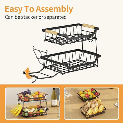 Household Double Layer Kitchen Storage Rack Removable Fruit Vegetable Organizer