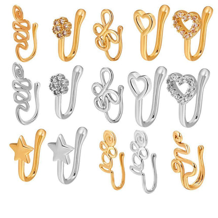 Ladies Fashion Clip-On Fake Nose Ring Cuff Non-Piercing African Style Nose Cuff - Aimall