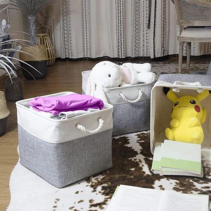 Large Linen Fabric Laundry Basket Home Storage Basket Dirty Clothes Bin Foldable