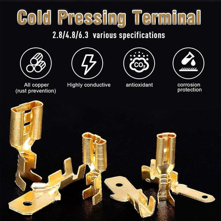 480pcs Spade Crimp Terminals Kit Insulated Electrical Wire Connectors