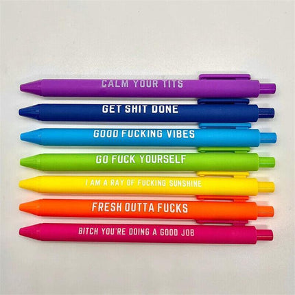 11PCS Funny Pens Swear Word Pen Set Black Ink Writing Pen Funny Office Diary New - Aimall