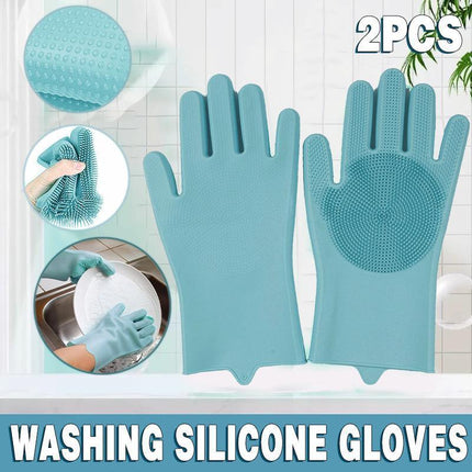 Magic Gloves Dish Washing Silicone Rubber Scrubber Cleaning Glove Waterproof - Aimall
