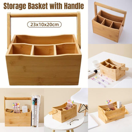 Portable Bamboo Storage Box Fruit Basket Organizer Multi Purpose Storage Basket