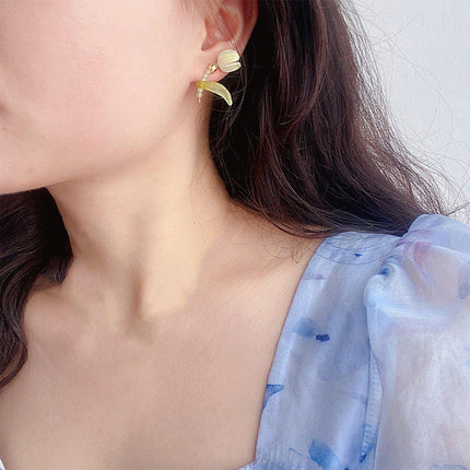 Delicate Small Tulip Earrings Women Gold Plated Stud Fashion Jewellery Gift