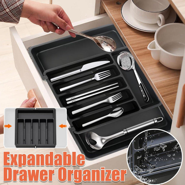 Expandable Cutlery Organizer Adjustable Silverware Drawer Storage Box Tray