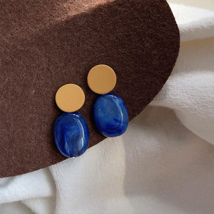 Modern Clashing Blue Earrings For Women Vintage Style Elegant Statement Jewelry