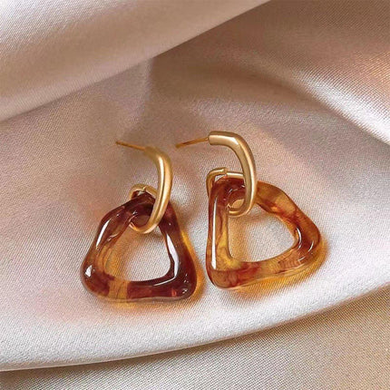 Trendy Tortoiseshell Earrings for Women Irregular Caramel Design Elegant Jewelry
