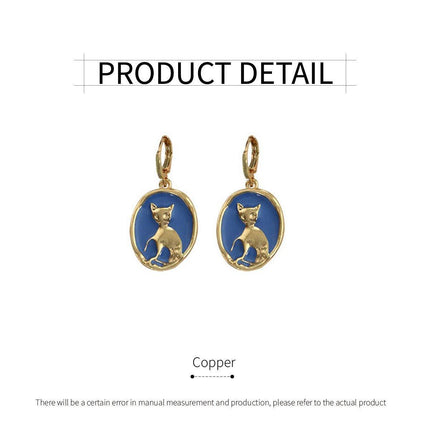 Oval Cat Earrings for Women Sweet Fashion Ear Buckle High Sense Jewelry Gift