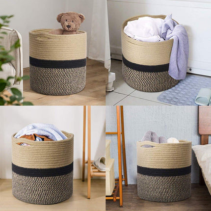 Woven Round Laundry Basket Dirty Clothes Storage Basket for Home Organization