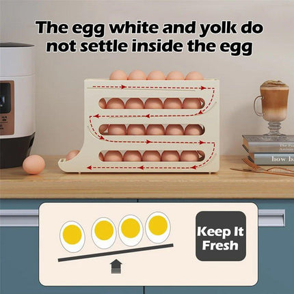 Automatic Scrolling Egg Holder 2/4-Tier Storage Box Container for Refrigerator