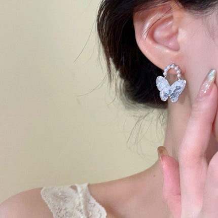 Blue Butterfly Stud Earrings Women Stylish Lightweight Fashion Jewelry Accessory