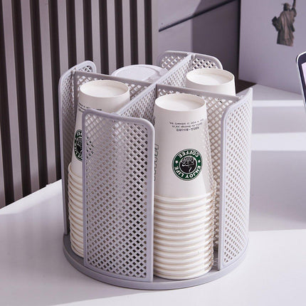Paper Cup Holder Organizer Swivel Compartment Cup Picker Drink Storage Stand
