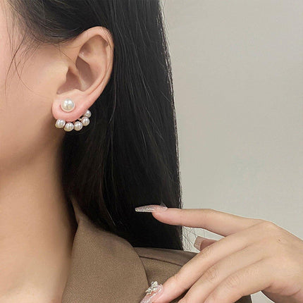 Premium Scalloped Pearl Stud Earrings Elegant Jewelry Women Fashion Accessories