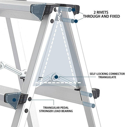 Portable Aluminium 1-3 Step Folding Ladder Anti-Slip Frame Stool for Home Use