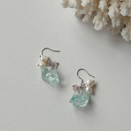 Ice Blue Pearl Earrings for Girls and Women Elegant Fashion Jewelry Gift Set