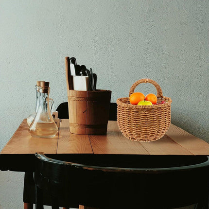 Imitation Rattan Woven Storage Basket Shelf Organizer Wash Rack for Home Decor