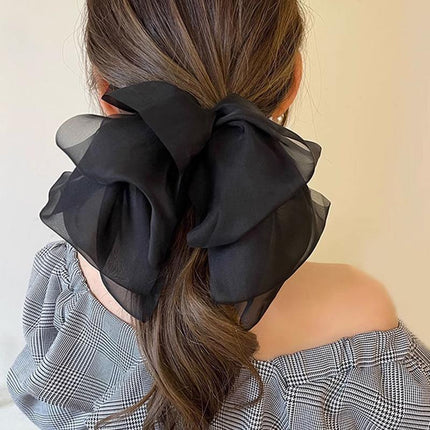 Large Tulle Bow Hair Clip Women Hair Clip Arty Headdress Gifts Ponytail Party - Aimall