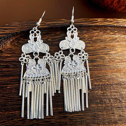 Vintage Ethnic Style Tassel Long Earrings Bohemian Jewelry for Women Accessory