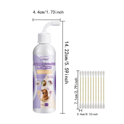 Pet Ear Cleaner Drops for Dogs and Cats Clears Earwax and Eliminates Odors
