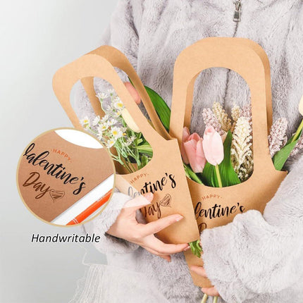 40pcs Kraft Paper Bouquet Bags Handheld Gift Valentine's Day Flower Packaging