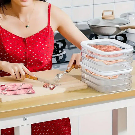 Food Grade Transparent Plastic Freezer Storage Box With Lid For Kitchen Fridge