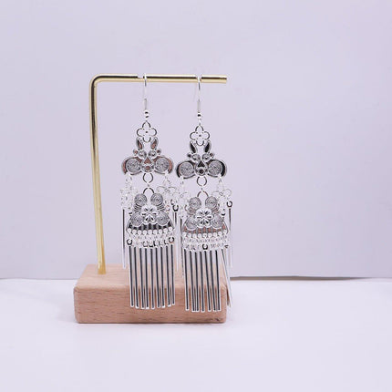 Vintage Ethnic Style Tassel Long Earrings Bohemian Jewelry for Women Accessory