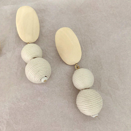 Geometric Wooden Tassel Earrings Vintage Simple Round Earrings Fashion Jewelry