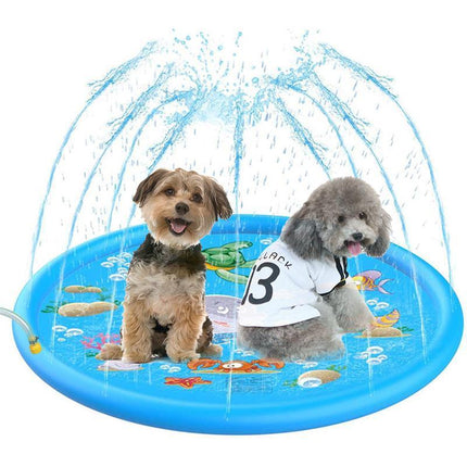 100cm Pet Dog Inflatable Sprinkler Splash Spray Mat Outdoor Water Pool Play Pad - Aimall