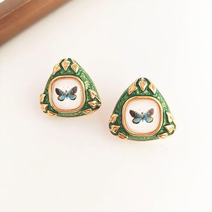 Chinese Green Butterfly Earrings Elegant Fashion Jewelry for Women Gift