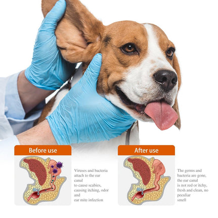 Pet Ear Drops for Cats Dogs Clean Mites Deodorize Itchy Ears Universal Solution