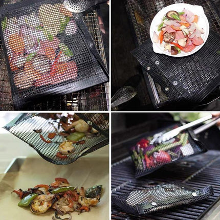 24*14CM BBQ Grilling Mesh Reusable Bag Outdoor Camping Barbecue Grill Mats Cooking Pads - Aimall