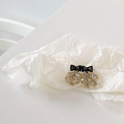 Trendy Sweet Crystal Bow Earrings for Girls Elegant Jewelry Gift High-Quality
