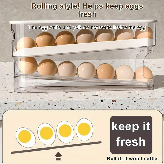 Household Slide Anti-drop Egg Box Refrigerator Door Automatic Rolling Egg Box