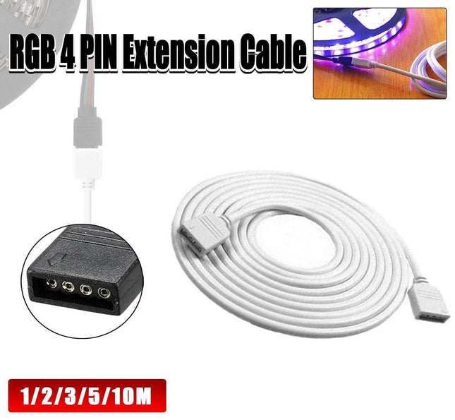 1-10M White LED RGB Light Strip Extension Cord Cable Lead Connector 4 Pin - Aimall