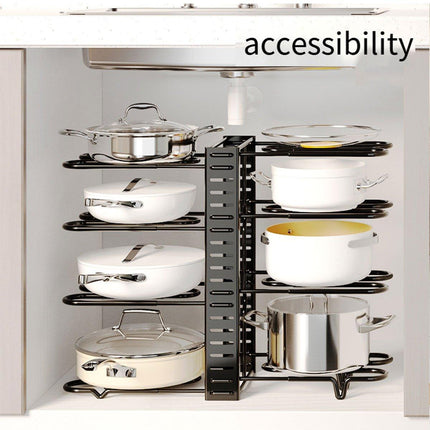 Multi-Layer Vertical Pot Lid Storage Rack Folding Kitchen Countertop Organizer