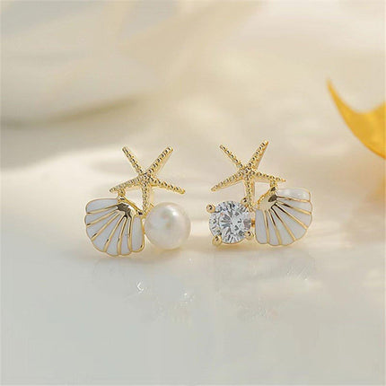Asymmetrical Starfish Stud Earrings for Women Unique Fashion Jewelry Gift Set