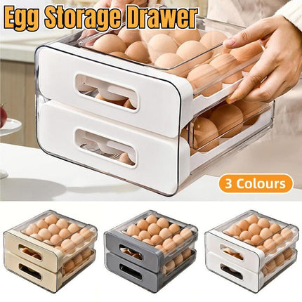 Double Layer Egg Storage Carton Drawer Organizer for Kitchen Fridge or Pantry