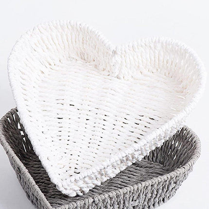 Woven Storage Basket Heart Shaped Bread Basket for Serving and Organizing Items