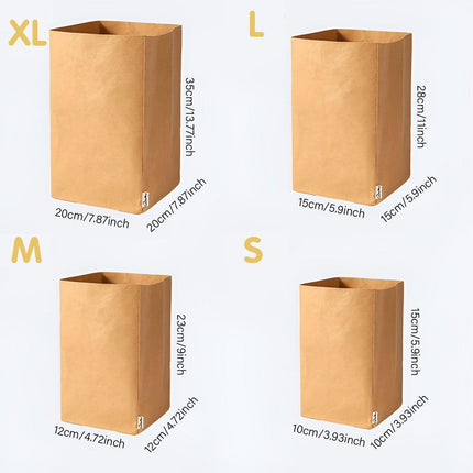 3pcs Washable Kraft Paper Storage Bag for Kitchen Desktop Refrigerator Organizer