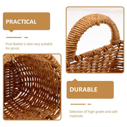 Imitation Rattan Woven Storage Basket Shelf Organizer Wash Rack for Home Decor