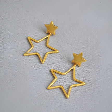 Vintage Openwork Star Earrings Elegant Fashion Jewelry for Women Chic Gift Ideas