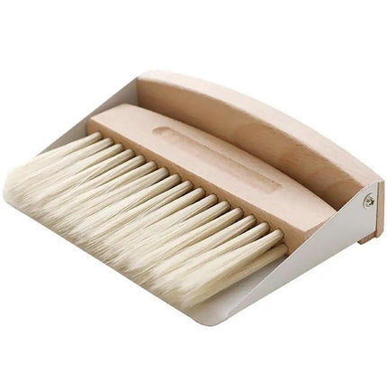 Mini White Brush Broom with Dustpan Car Desk Table Keyboard Cleaning Portable