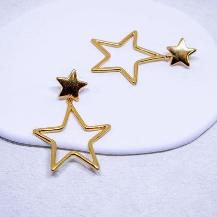 Vintage Openwork Star Earrings Elegant Fashion Jewelry for Women Chic Gift Ideas