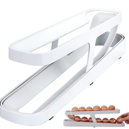 Rolldown Refrigerator Egg Dispenser Auto Rolling Egg Holder 2 Tier Storage Rack - Aimall